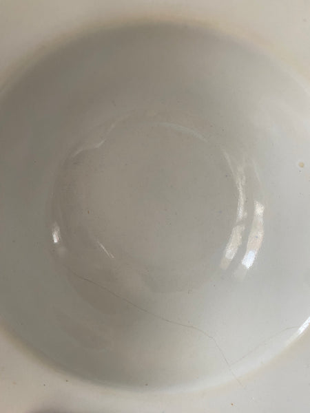 Antique 19th Century Make Do Tin Glazed Barber’s Bowl With Stapled Repairs