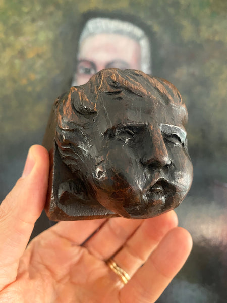 Antique 16th-17th Century Oak Figural Carving