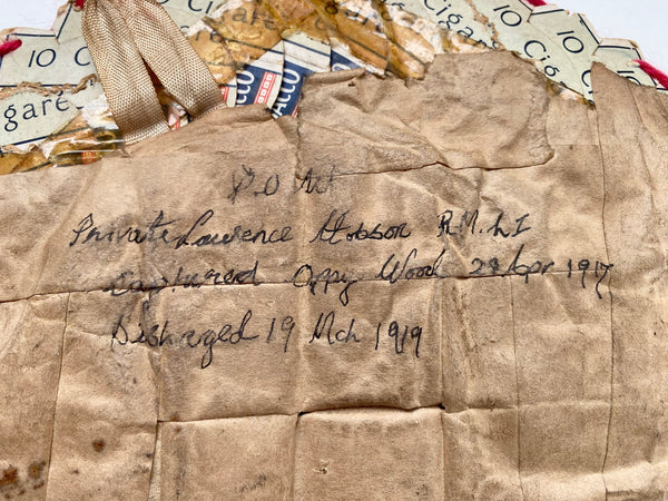 World War 1 POW Folk Art Made From Cigarette Packets + Handwritten Provenance To The Back - Source Vintage