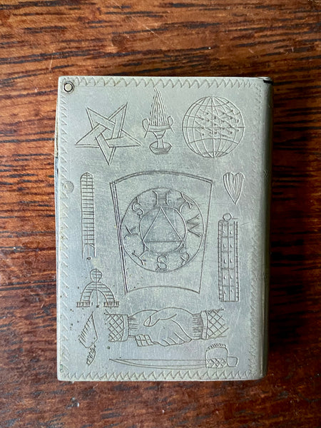 Antique Late 19th Century Vesta Case Adorned With Masonic Symbolism, Lodge No. & Name