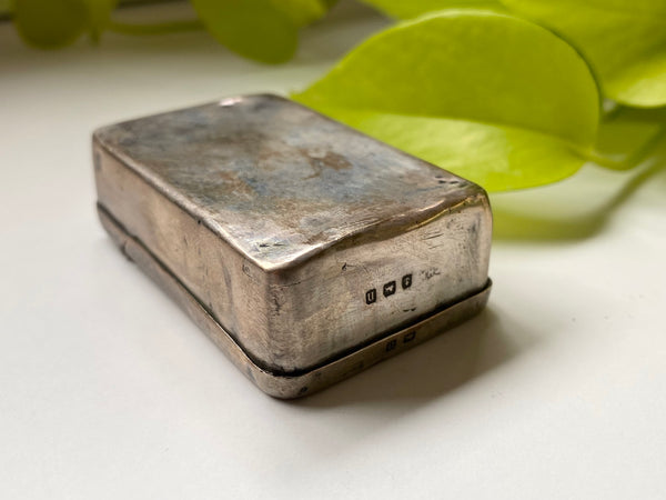 Antique WW1 Make Do Silver Vesta Case With Modified Wood Debris Fragment Inserted By A Soldier As A Memento Of A Bombing They Survived - Source Vintage