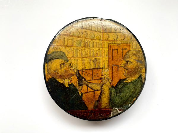 A 19th Century Handpainted Papier Mache Snuff Box With Comical Tooth Extraction Image - Source Vintage
