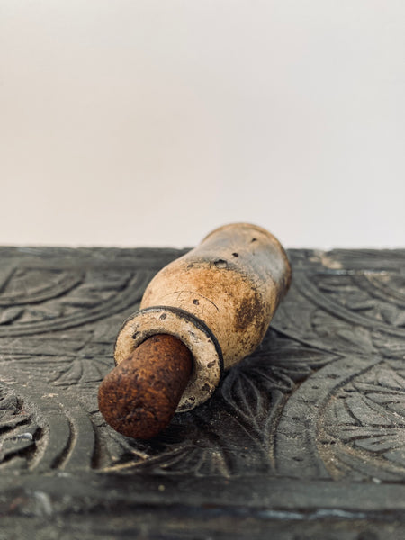 Rare Antique Early Leather Tinctures Phial Or Potions Bottle - Source Vintage