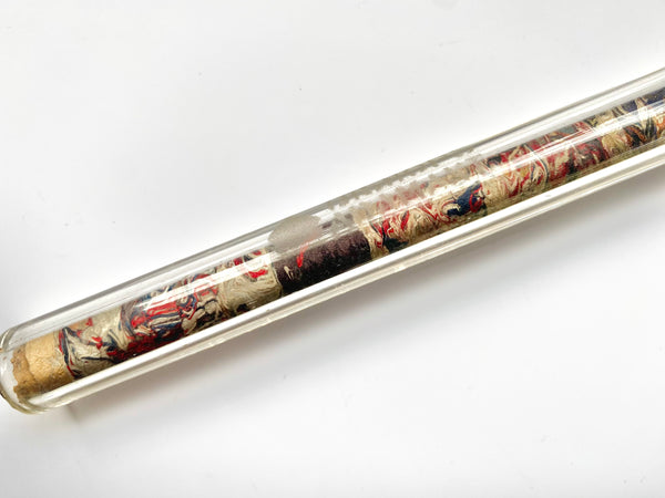 Rare 19th Century Glass Seamstresses Ruler With Thread From Their Work Held Inside - Source Vintage
