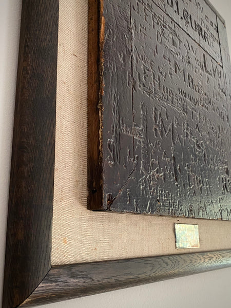 Rare Late 19th-Early 20th Century Heavily Graffitied Section Of A Leeds Grammar School Desk Founded 1552
