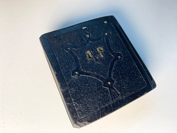 Antique 19th Century Cannel Carved Coal Miner Folk Art In Form Of A Bible Initialled A.P - Source Vintage