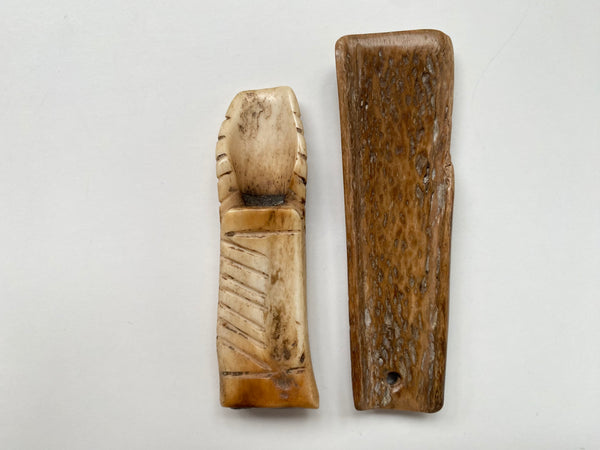 Pair 18th Century Folk Art Bone Implements With Protective Markings - Source Vintage