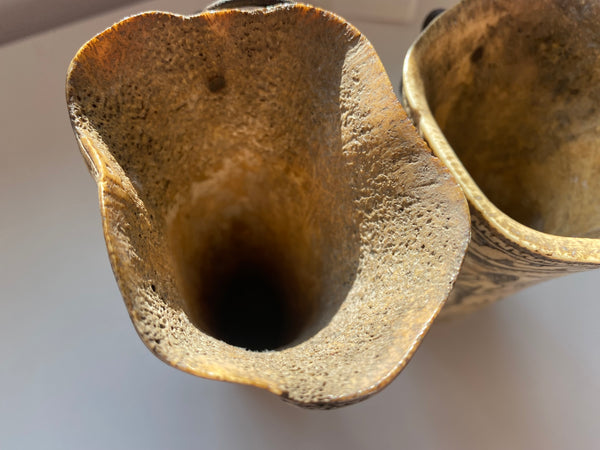 Rare Pair Antique Early 18th Century Folk Art Carved Hunting Cups - Source Vintage