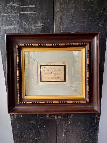 Rare Period Framed Memorial Card - Murder Of Joseph Wood & His Son By Robert Charter In Pickering 1872