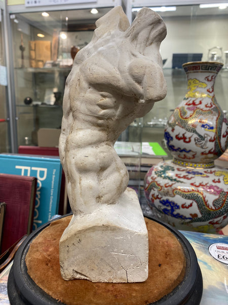 Early 20th Century French Plaster Écorché Study In 19th Century Glass Display Dome