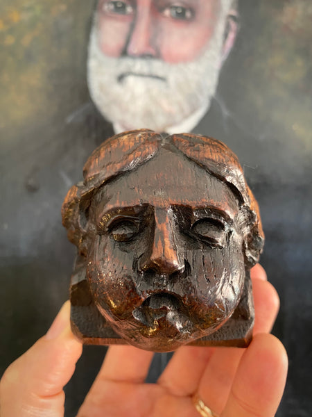 Antique 16th-17th Century Oak Figural Carving