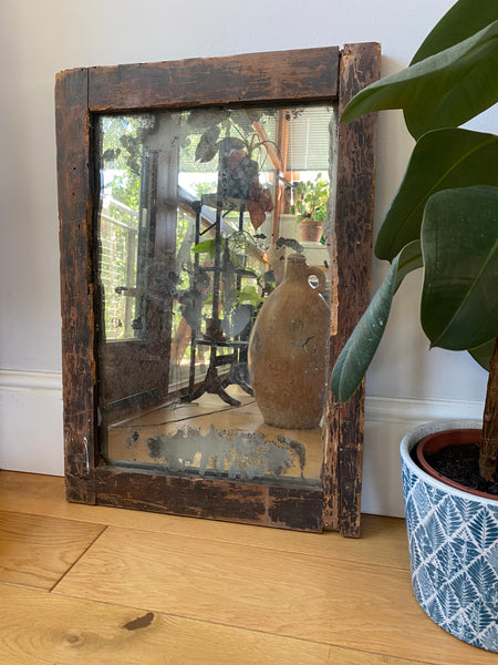 Scratch Built Make-Do Mirror Made From Scraps Of Wood - Source Vintage