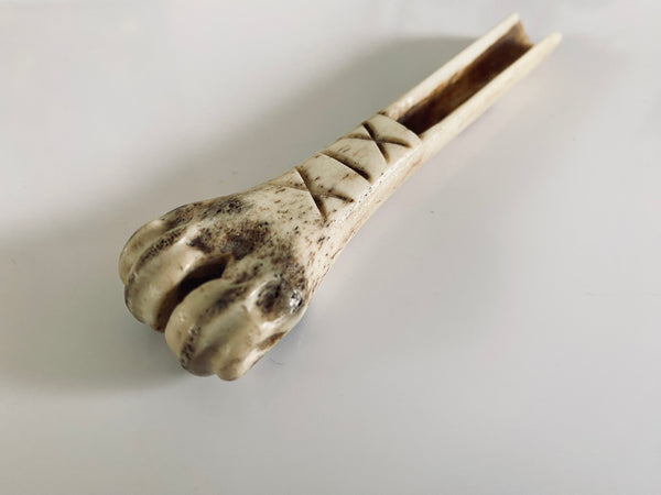 18th Century Initialled Folk Art Bone Apple Corer With Protective Markings - Source Vintage
