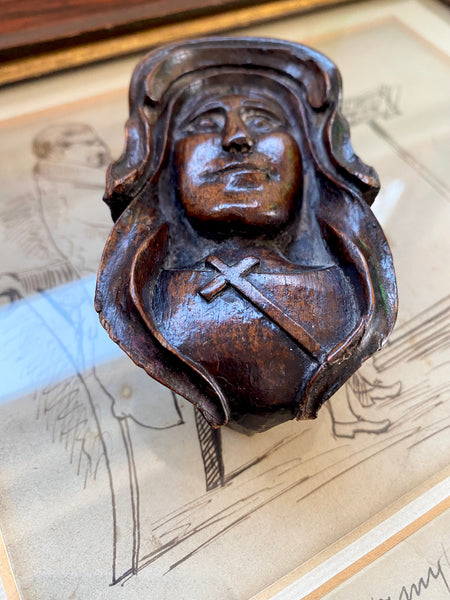 Rare Antique Carved Corbel Of The English Catholic Martyr Margaret Clitheroe