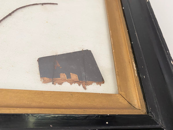 Rare Antique WW1 Framed Crash Debris From 1st Zeppelin Shot Down On British Soil Cuffley - Source Vintage