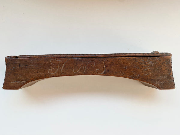 Early Antique Carved Treen Pen Or Pencil Box. Possibly Swedish In Origin Initialled & Dated 1813 - Source Vintage