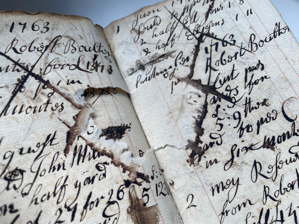 Very Interesting Antique Early 18th Century Ledger With A Dark Past - Source Vintage