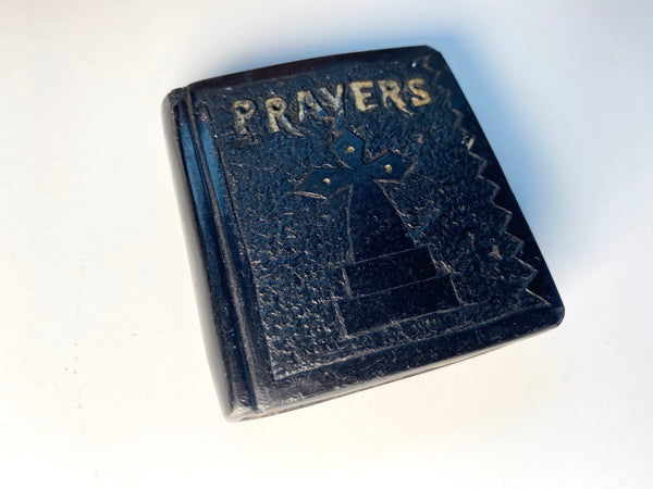 Antique 19th Century Cannel Carved Coal Miner Folk Art In Form Of A Bible Initialled A.P - Source Vintage