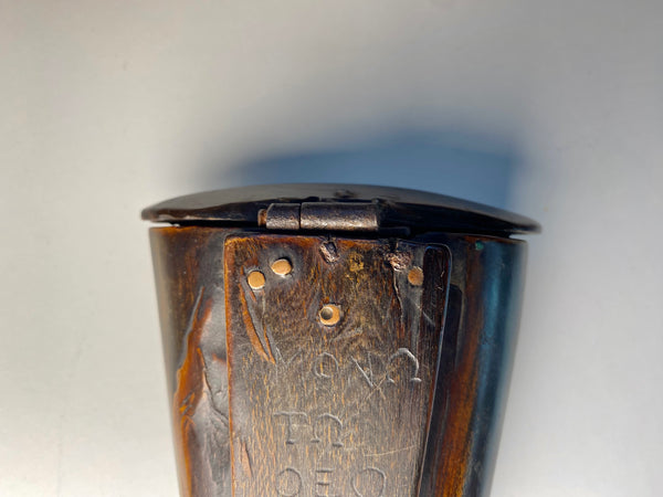 An Intriguing Late 18th-19th Century Horn Snuff Mull Depicting A Folk Art Engraved Image Of Oliver Cromwell - Source Vintage