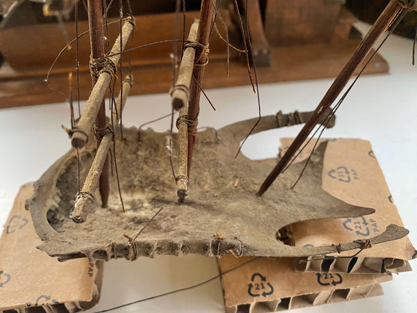 **RESERVED FOR MEGAN** Rare Antique Scratch Built Sailor Folk Art Ship Made From A Bird’s Breast Bone - Source Vintage