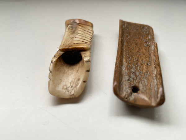 Pair 18th Century Folk Art Bone Implements With Protective Markings - Source Vintage