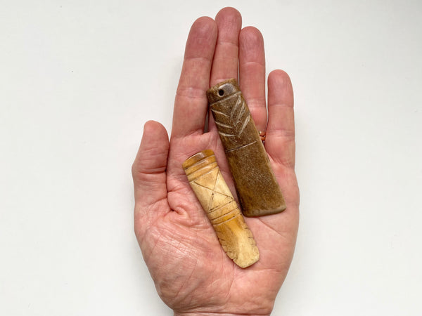Pair 18th Century Folk Art Bone Implements With Protective Markings - Source Vintage