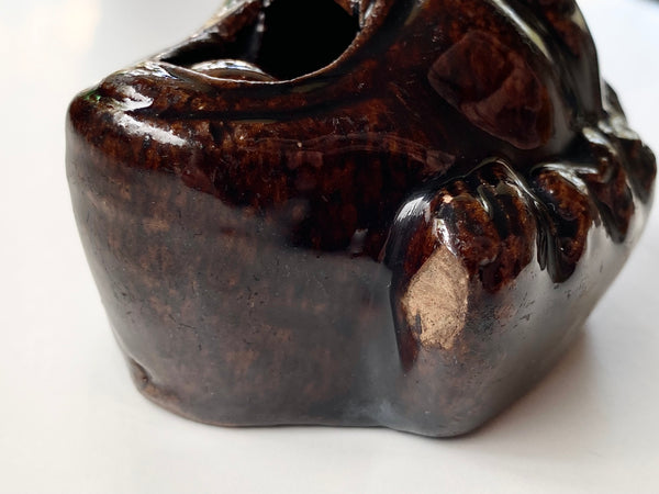 Antique 19th Century Treacle Glazed Pottery Inkwell Robert Walpole - Source Vintage