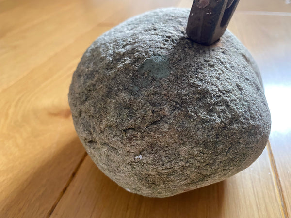 Unusual Antique 19th Century Folk Art Make-Do Stone & Cast Iron Door Stop - Source Vintage