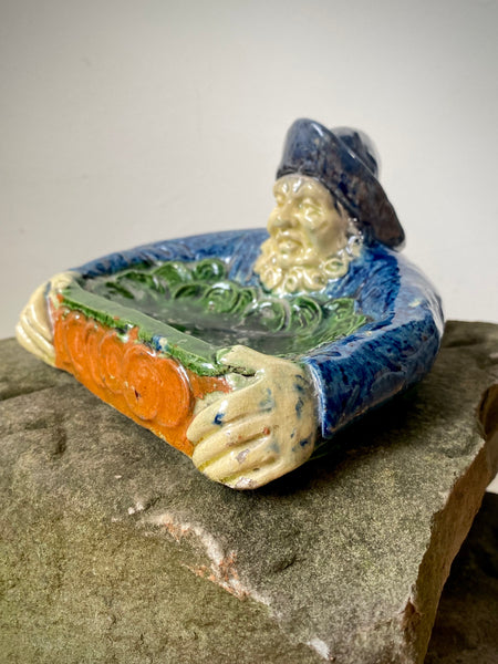 Antique 19th Century Ceramic Tip Tray In The Form Of A Fisherman