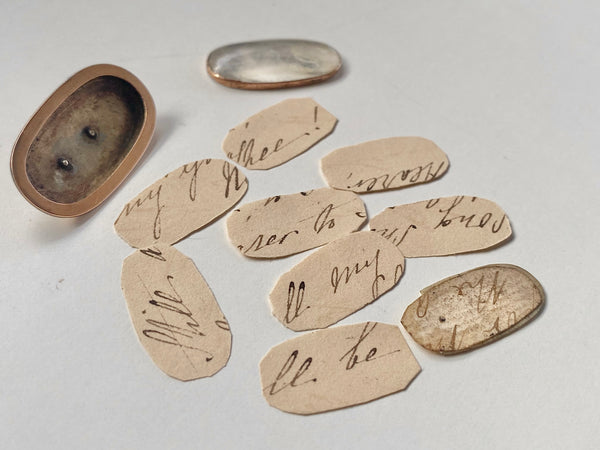 Unusual 19th Century Brooch Containing Period Miniature Paper Handwritten Notes - Source Vintage
