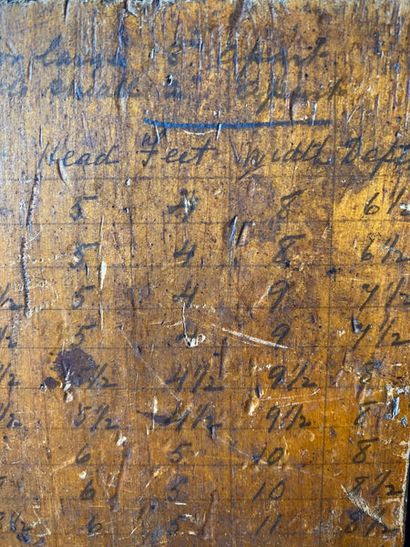 Rare Antique 19th Century Coffin Maker’s Sizing And Design Reference Template Board
