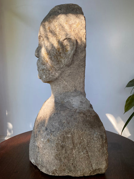Antique 19th Century Carved Stone Figural Folk Art Possibly A Grave Marker