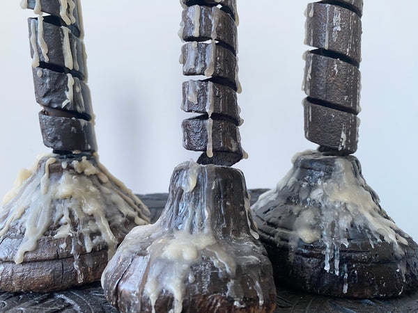 Trio Of Antique 18th/19th Century French Rat de Cave Candleholders Or Rushlights - Source Vintage