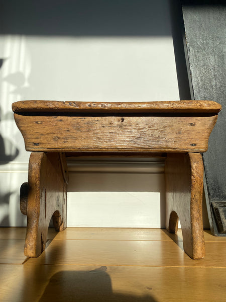 Antique 19th Century Make-Do Pine Vernacular Stool