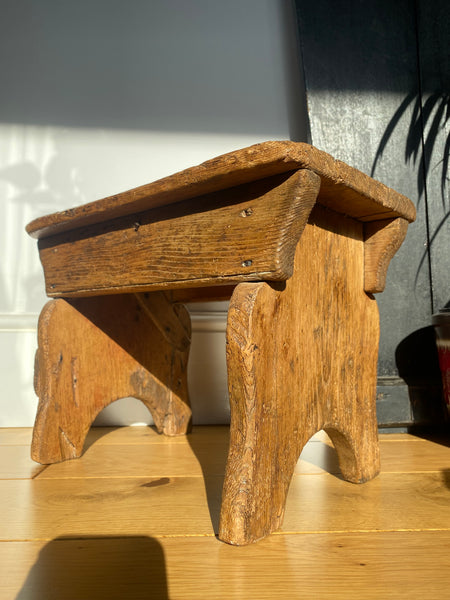 Antique 19th Century Make-Do Pine Vernacular Stool