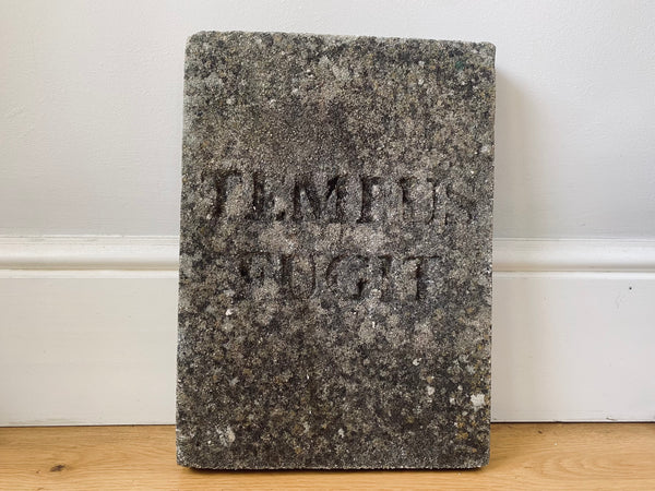 Heavy Reclaimed Antique Stone Slab Engraved In Latin ‘Tempus Fugit’ - Source Vintage