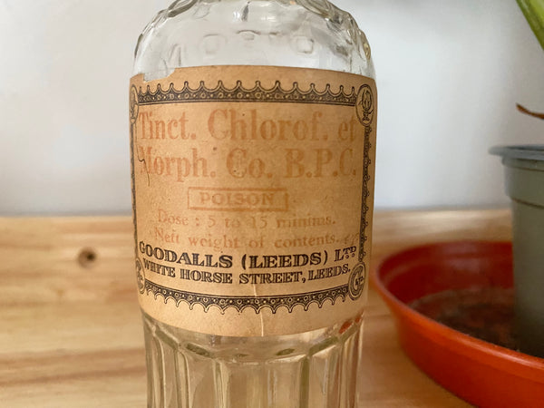 **RESERVED** Poison Bottle With Original Label From Goodalls Chemist Leeds - Source Vintage