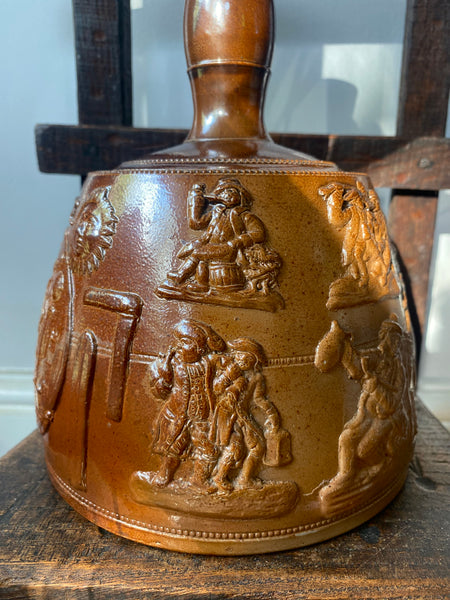 A Fine Example Of An Antique 19th Century Masonic Stoneware Whisky Jug