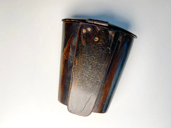 An Intriguing Late 18th-19th Century Horn Snuff Mull Depicting A Folk Art Engraved Image Of Oliver Cromwell - Source Vintage