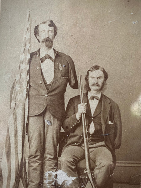 Antique 19th Century CDV - American Civil War Two Identified Amputee Veterans