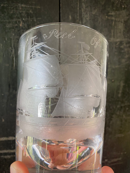 Rare Antique 19th Century Prisoner Convict Ship ‘Sir Robert Peel’ Documentary Glass Tumbler