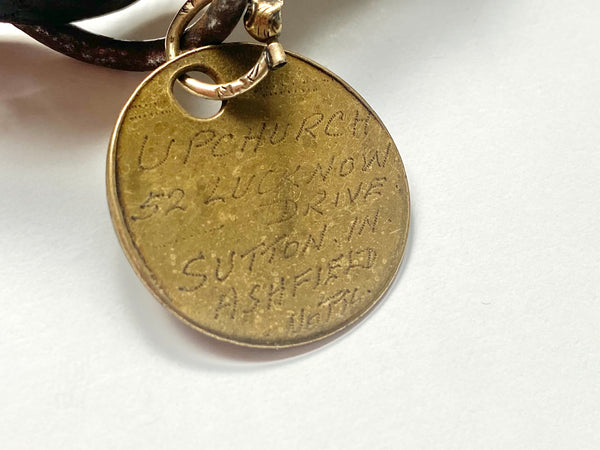 Antique Early 19th Century Braided Leather Dog Collar With Named Tag ‘Laddie’ - Source Vintage