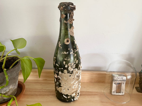 Antique Mid 19th Century Small Iridescent Champagne Shipwreck Bottle - Source Vintage