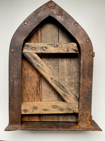 Curious Antique Arts & Crafts Period Miniature Folk Art Door c.1880-1920