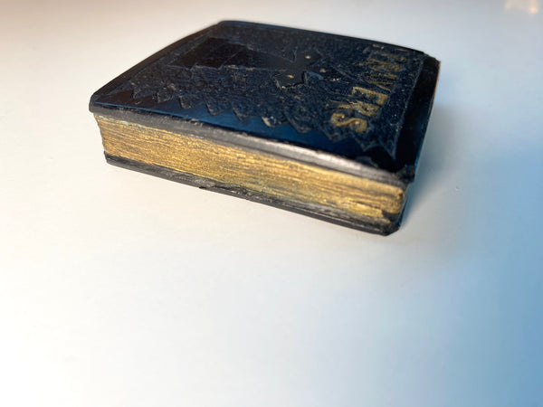 Antique 19th Century Cannel Carved Coal Miner Folk Art In Form Of A Bible Initialled A.P - Source Vintage