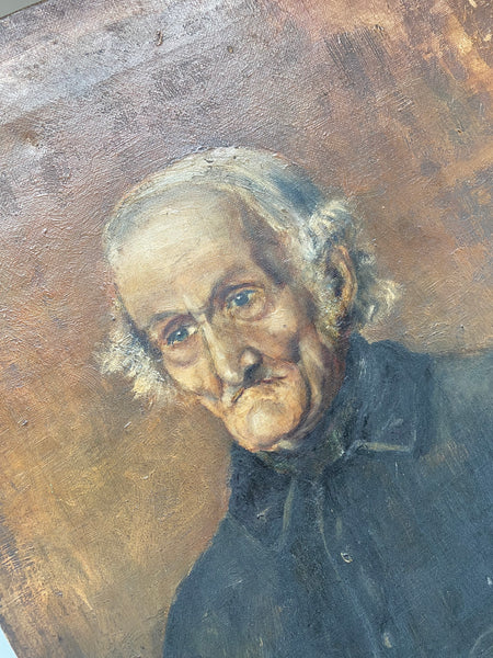 Charming 19th Century Oil On Canvas Painting Of A Miserable Man Signed - Source Vintage
