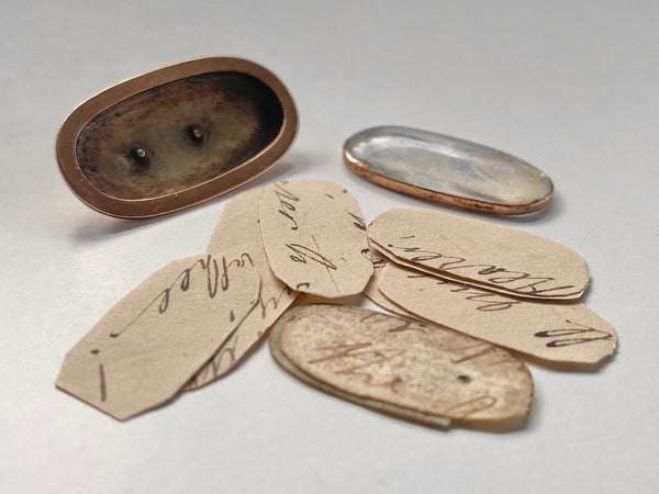 Unusual 19th Century Brooch Containing Period Miniature Paper Handwritten Notes - Source Vintage