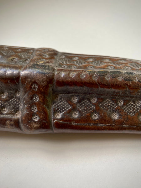 Rare 15th-16th Century Hand Tooled Leather Personal Utensil Scabbard & Accompanying Knife
