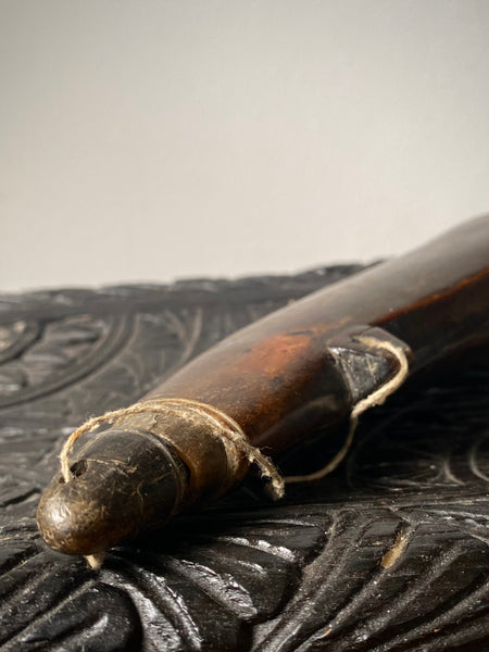Antique 18th Century Horn Powder Flask Named ‘T. Overton’ American Rev War?