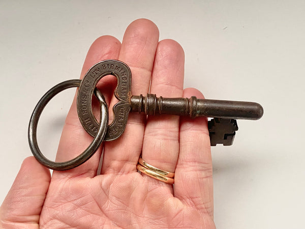 Rare Heavy Antique 19th Century Prison Cell Master Key Charles Smith Sons & Co Birmingham - Source Vintage